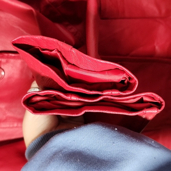 Vintage Metrostyle Red Leather Jacket Womens 12 Leather Blazer 3 Button - Picture 6 of 8